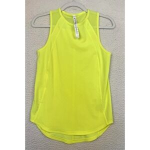 Lululemon Tank Womens 2 Yellow High Neck Mesh Athletic Running Top LW1CYHS